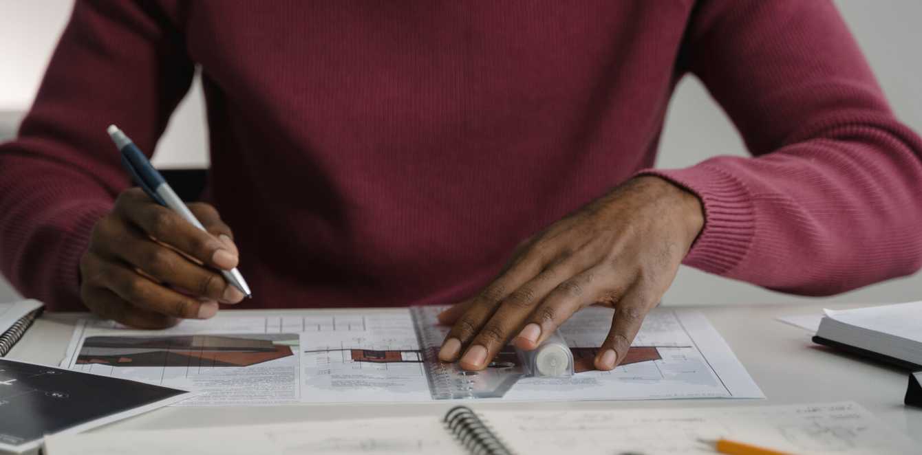 Architect sitting at desk