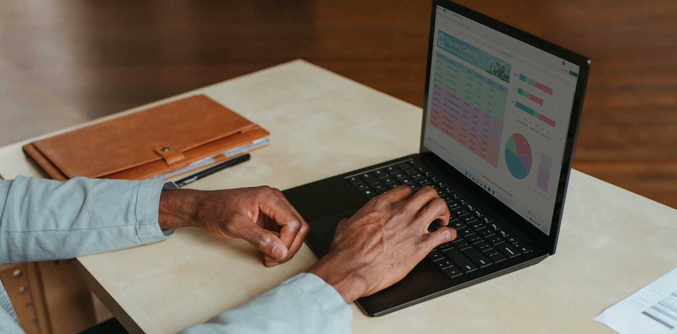 Working at office desk