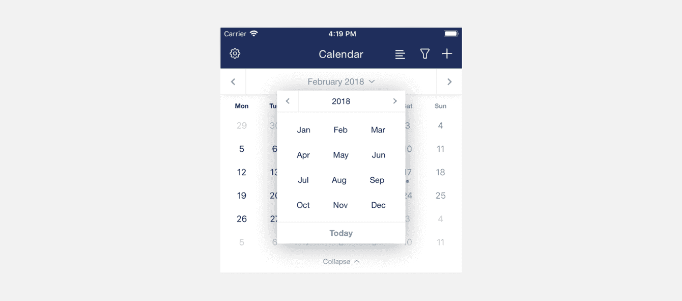 Calendar month picker