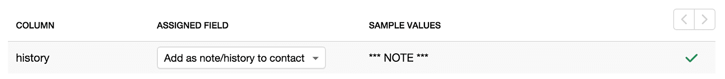 Option to map history column to contact