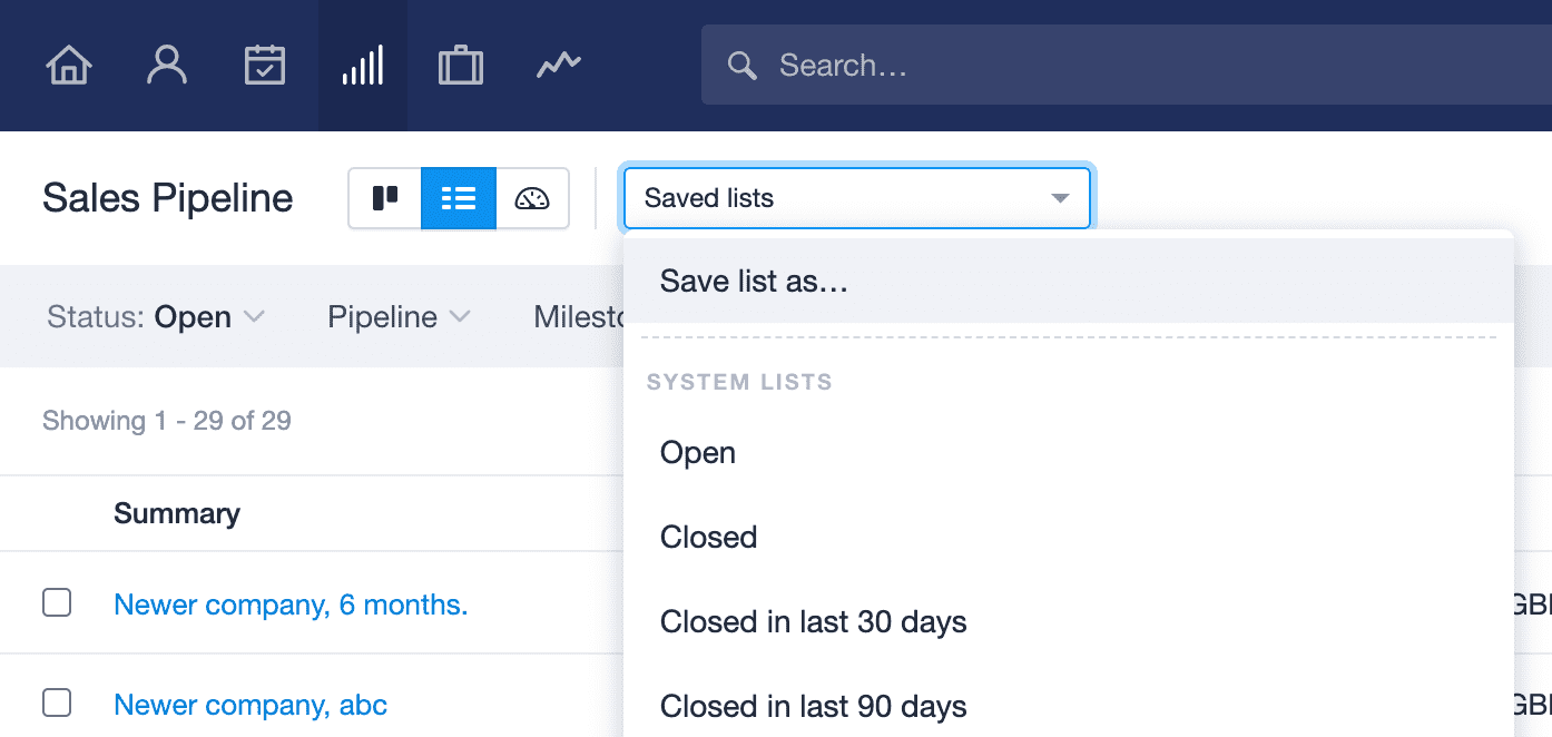 'Save as' drop down menu